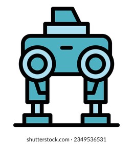 Un vector de contorno de icono de robot Ai. Niño Android. Color de mascota futuro plano