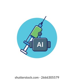 AI Robot with Injection Vector Illustration. AI Robot Surgery Concept Design