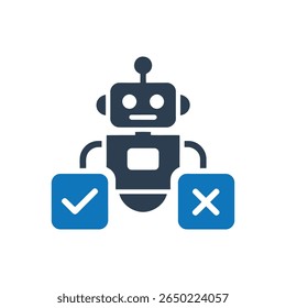 Ícone de interação robô AI isolado no fundo branco