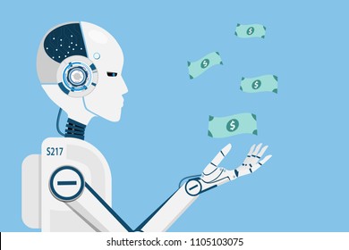 AI robot making money for human business.