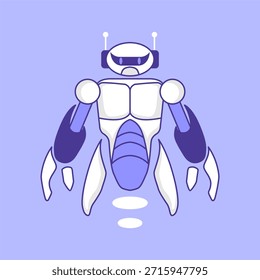 Ilustración vectorial del personaje de la mascota del robot de AI aislada en el fondo
