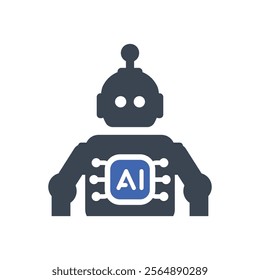 Ai robot process icon, Vector graphics