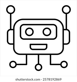 Ai Robot Process Outline Icon Vector Illustration