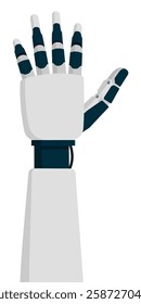 AI robot raised hand isolated, technology and artificial intelligence concept