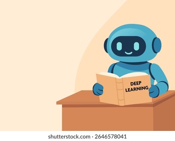 Robô AI Estudando Aprendizagem Profunda em uma Mesa