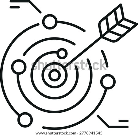 Ai robot target arrow icon strategy technology network line art symbol for business goal planning and digital marketing