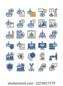 ilustración vectorial de conjunto de iconos web de la tecnología del robot ai