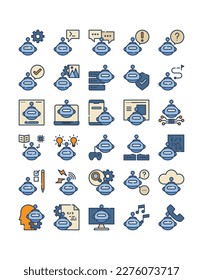 ai robot technology filled outline web icon set vector illustration