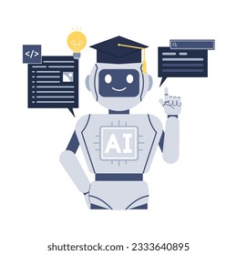 An AI robot that answers expert knowledge. Artificial intelligence concept illustration.