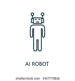 Ai Robot thin line icon. Creative simple design from artificial intelligence icons collection. Outline ai robot icon for web design and mobile apps usage.