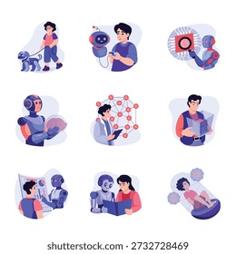 Ai Robot vector illustration Set 02
