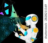 AI robot vector; suitable for websites, advertisements, banners, signage, presentations, and backgrounds.