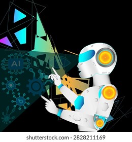 AI robot vector; suitable for websites, advertisements, banners, signage, presentations, and backgrounds.
