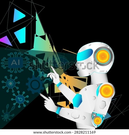 AI robot vector; suitable for websites, advertisements, banners, signage, presentations, and backgrounds.