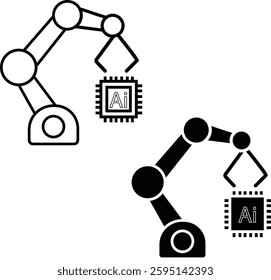 AI Robotic Arm Icon – Industrial Robot Arm with Microchip for Automation, Machine Learning, and Smart Manufacturing with Transparent Background. - Powered by Shutterstock - Get 15% off with code: PIKWIZARD15