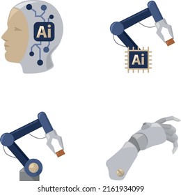 Ai robotic intelligence vector icons