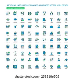 AI Robotics and Business Finance Vector Icon Design Set