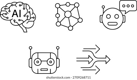 KI, Robotik und Netzwerksymbole