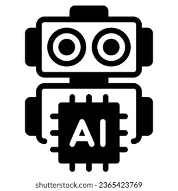Icono de ilustración de objetos de IA y Robotics