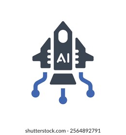 Ai rocket icon, Vector graphics