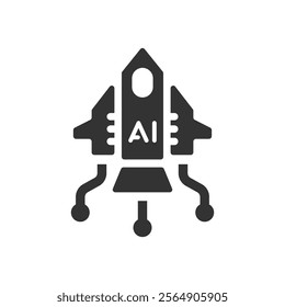 Ai rocket icon, Vector graphics