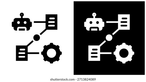 Ícone Do Ai Routine Manager Definido Em Plano De Fundo Branco E Preto