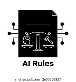 Ícone de regras do AI - Limpar políticas e diretrizes de algoritmo