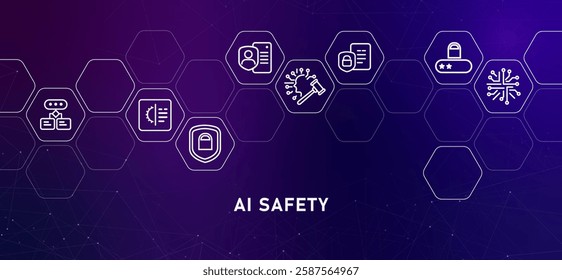 AI safety gradient header modern smart machine learning data security database programming protection cybersecurity system technology development AI artificial intelligence icon design illustration