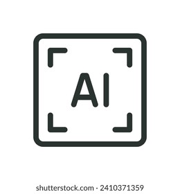AI scanner isolated icon, AI scan technology vector icon with editable stroke