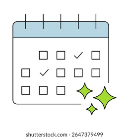 Icono del Programador de AI. Calendario con ícono de Casillas de verificación. Programación automatizada, gestión inteligente de calendarios, programación de tareas con IA, herramientas de optimización de tiempo, soluciones de calendarios digitales.Ilustración vectorial.