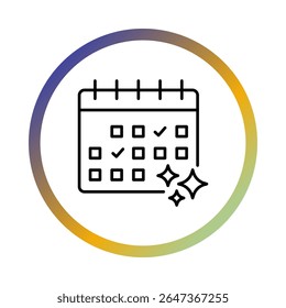 Icono de Vector del programador de AI. Programación automatizada, gestión inteligente de calendarios, programación de tareas con IA, herramientas de optimización de tiempo.