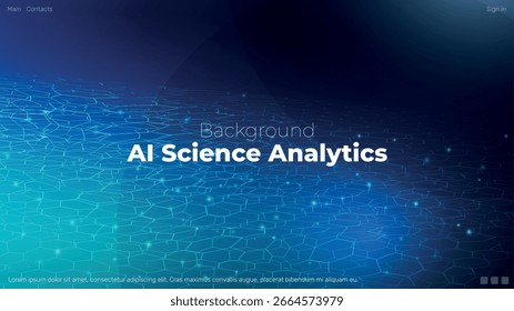 Antecedentes de análisis de Ciencia de IA. Concepto de datos Fintech Abstractas azul. Red Digital Tecnología Futura. Hexagona Anuncio médico neutro. Innovador diseño de negocio médico de inteligencia artificial.