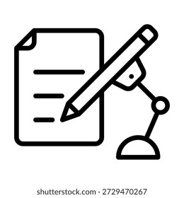 Ai Scriptwriting Icon - Black Contorno Ícones Estilo Para Inteligência Artificial e Tecnologia de IA