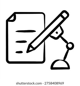 Ai Scriptwriting Icon With Dooldles Handdrawn Style For Artificial Intelligence and AI Technology