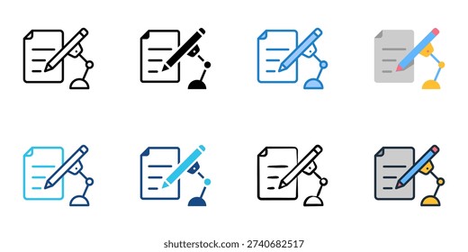 AI Scriptwriting icons set multiple style collection. Editable stroke 
