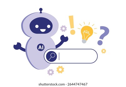  Ai search. chat bot with search bar. Ai robotics help with seo, information, question. Artificial intelligence support