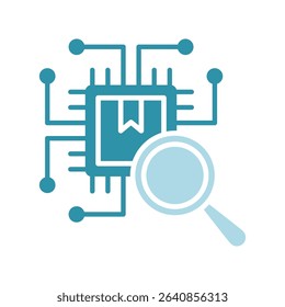 Ai Search dual tone blue color, mini illustration icon. use for modern concept, print, UI, UX kit, web and app development. Vector related to product offering, marketing, business.