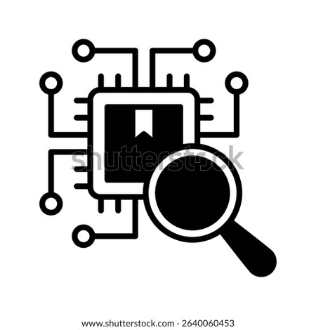 Ai Search glyph, mini illustration icon. use for modern concept, print, UI, UX kit, web and app development. Vector related to product offering, marketing, business.