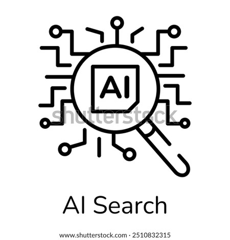 An ai search icon designed in linear style 