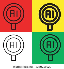 Ai Search icon. Search vector icon from Artificial Intelligence collection. Outline style Search icon.