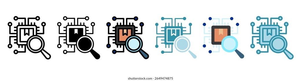 Ai Search multi style, mini illustration icon set. Vector for modern concept, print, UI, UX kit, web and app development. Related to product offering, marketing, business.