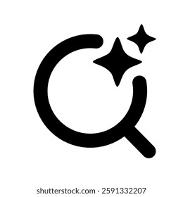 AI search and research simple icon. Generate symbol. Artificial intelligence technology and Machine learning concept. Icon element for application and web. Vector