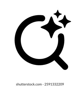 AI search and research simple icon. Generate symbol. Artificial intelligence technology and Machine learning concept. Icon element for application and web. Vector