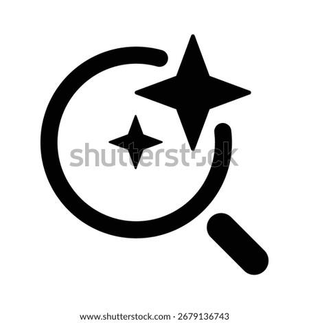AI search and research simple icon. Generate symbol. Artificial intelligence technology and Machine learning concept. Icon element for application and web. Vector