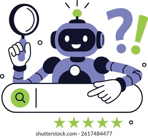 AI Search Robot Vector Illustration on White Background