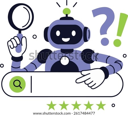 AI Search Robot Vector Illustration on White Background