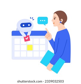 AI secretary. Vector illustration of an AI assisting with scheduling and other duties.