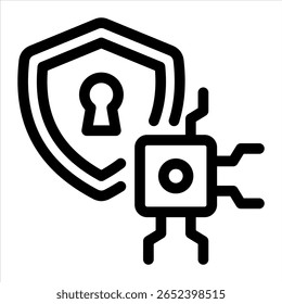 Ilustração do vetor do ícone do contorno do conceito de segurança do AI