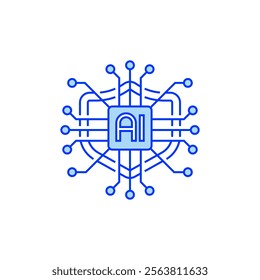 AI Security Filled Line Icon. linear style sign for mobile concept and web design. Outline vector icon.