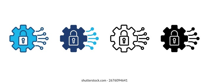 Ai Security Icon Set With Multiple Styles. Vector Illustration